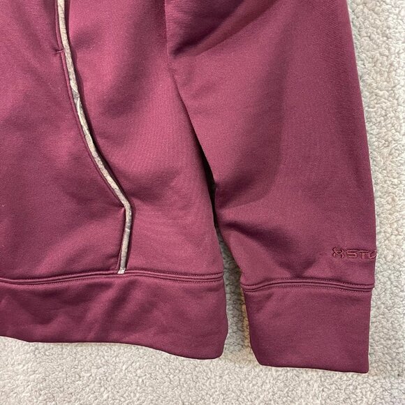 Under Armour Hoodie Women’s Medium Burgundy‎ Quilted Camouflage Camo Logo - Picture 2 of 12
